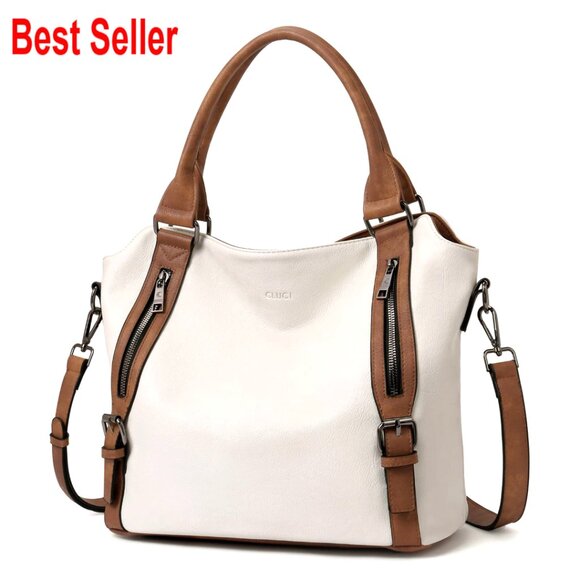 Large Vegan Leather Hobo Bag with Adjustable Strap Multiple Pockets
